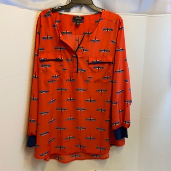 Style & co woman 3x dragonfly red blouse shirt - Picture 1 of 5